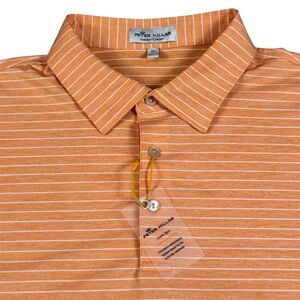 Peter Millar Summer Comfort Golf Polo Striped Performance Orange Mens XL NWT